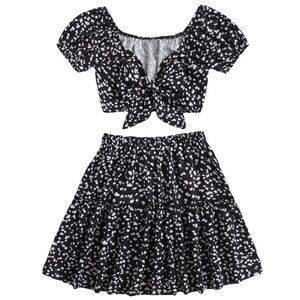 Verdusa | Crop Top/Skirt Set